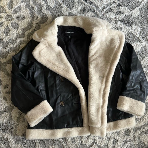 Who What Wear Jackets & Blazers - Black and Cream Faux Leather Jacket⭐️